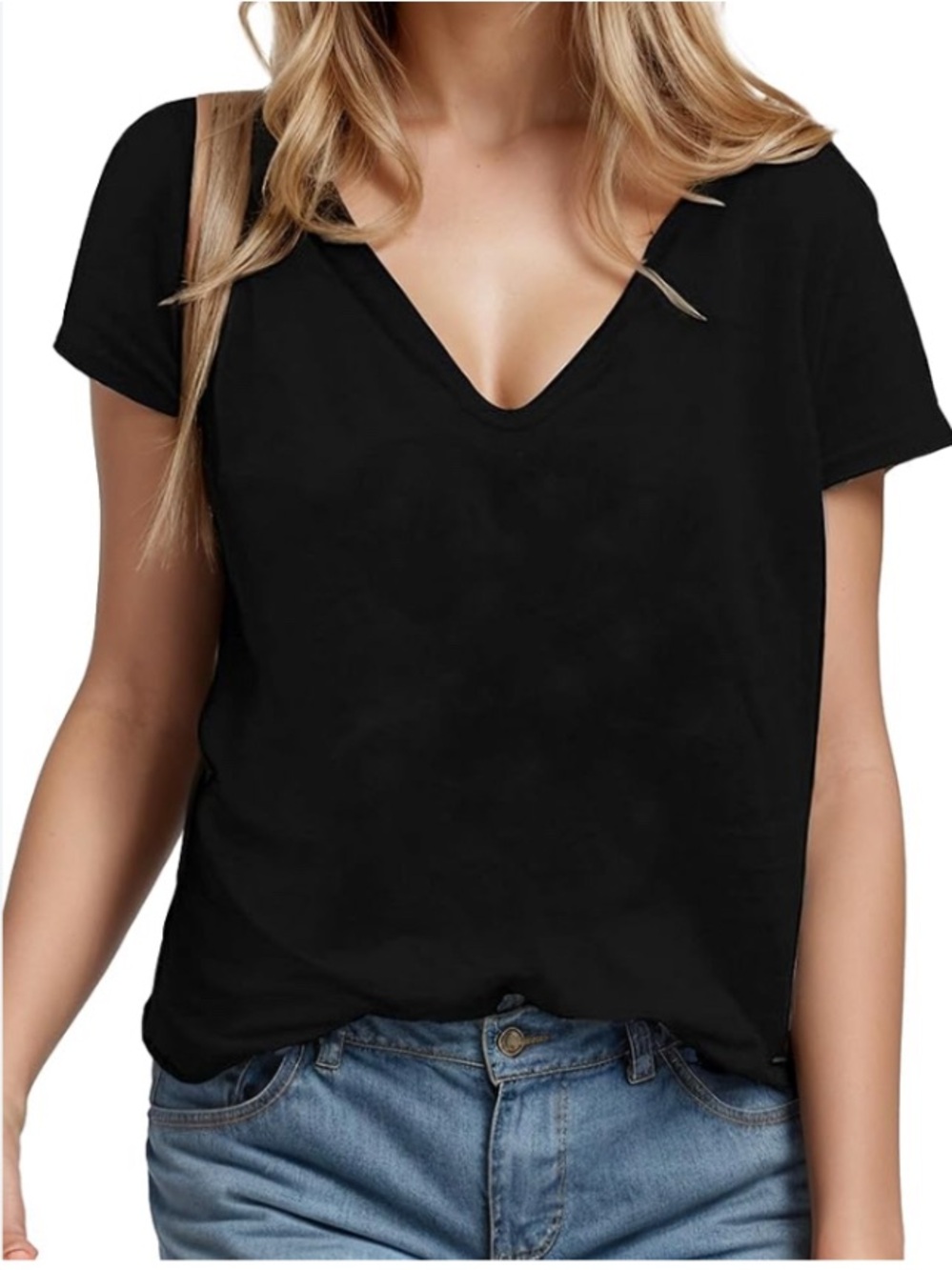 Fashion Nova V-neck short sleeve tee shirt in black NWT women’s plus 3X